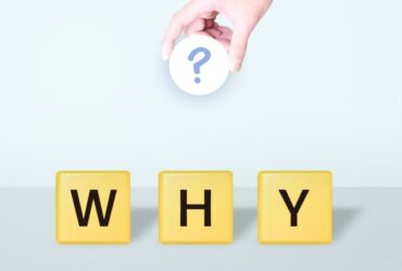 「WHY」の文字と「？」