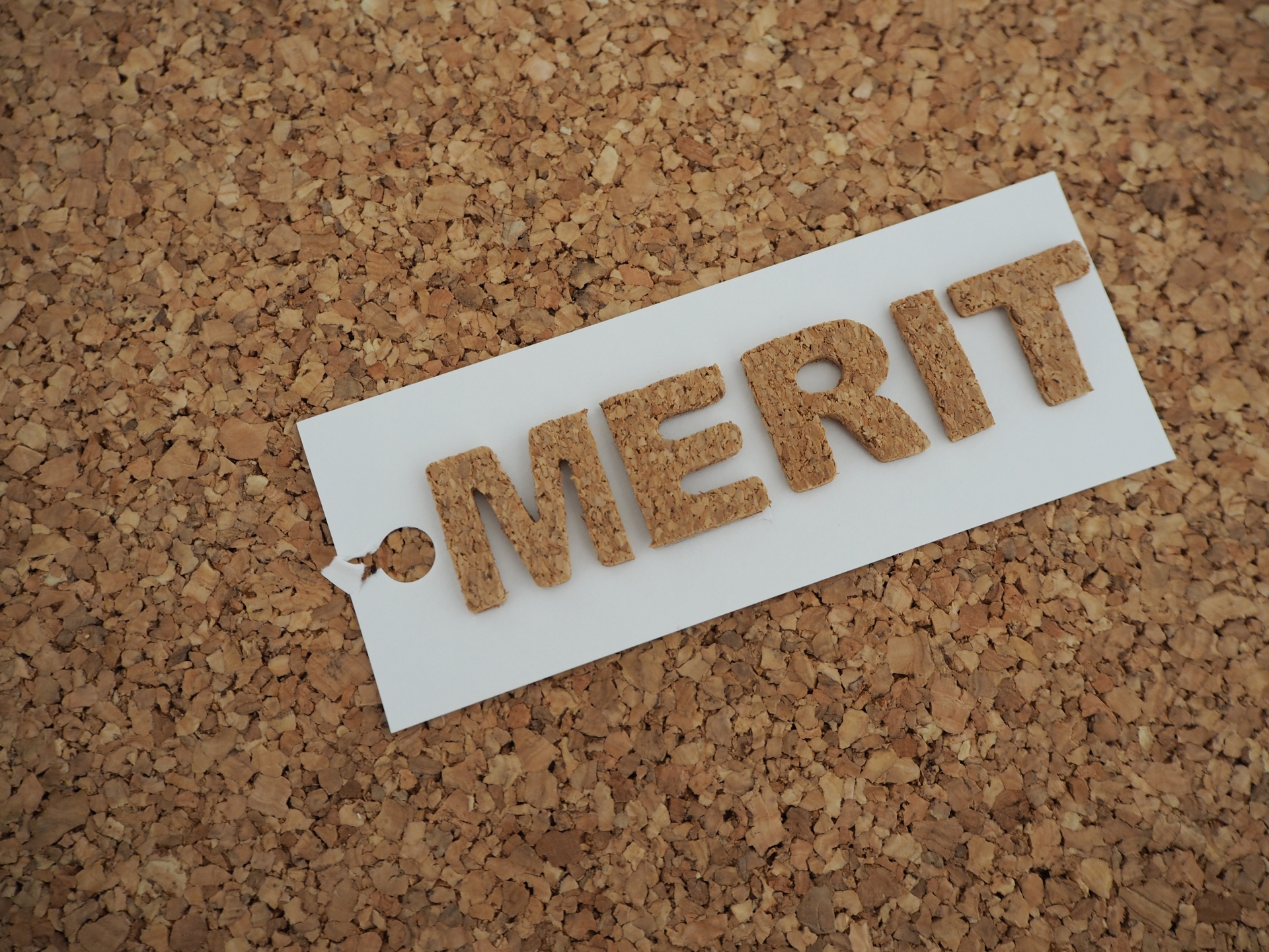 コルク材質で「MERIT」の文字